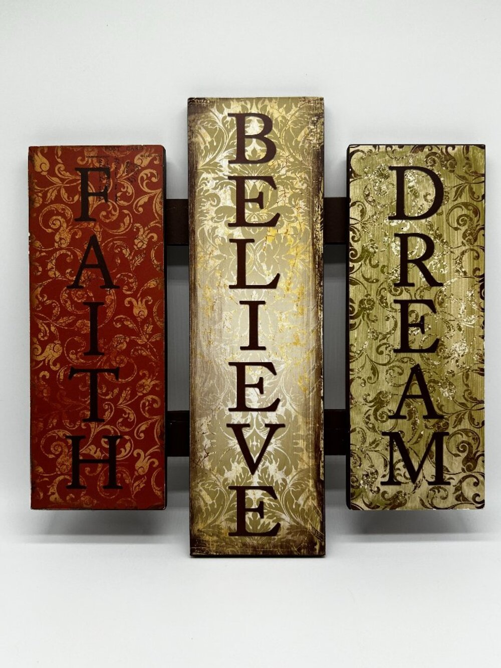 Wall Plaque “Faith Believe Dream” 10 x 10 inches Inspirational Farmhouse Decor